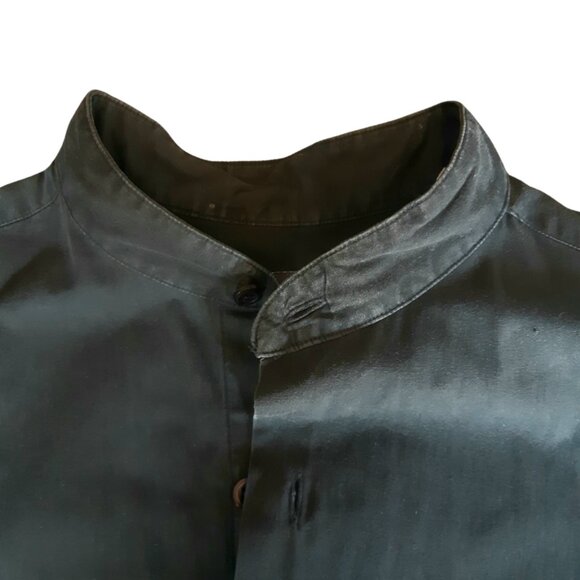 Bosa Mandarin Collar SZ M Men's Black Cotton Button Up Shirt - Picture 3 of 12